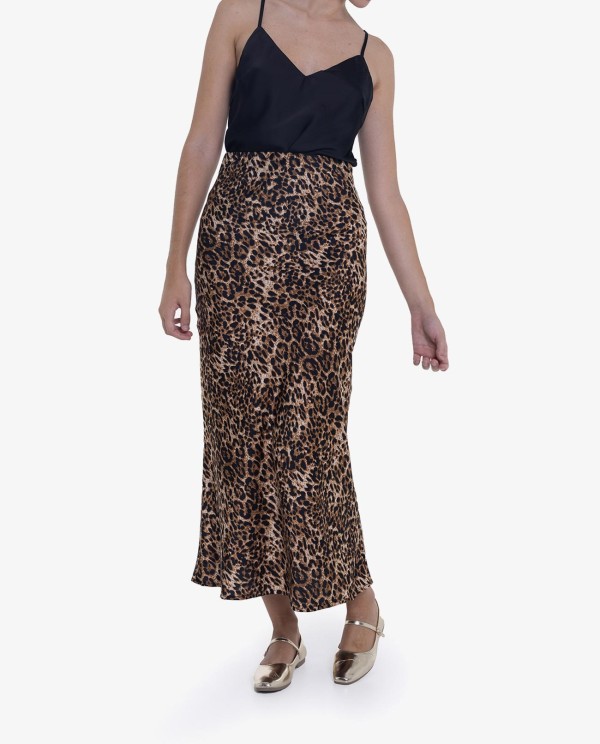 Cuplé FALDA MIDI CON ESTAMPADO DE LEOPARDO Grandes ahorros