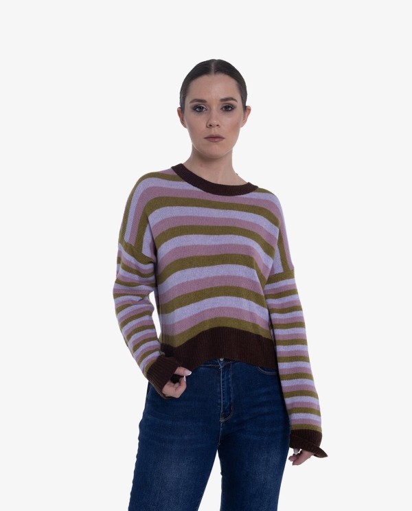 Cuplé JERSEY DE PUNTO MULTICOLOR CON RAYAS Y CORTE RELAJADO Rebajas de fin de temporada
