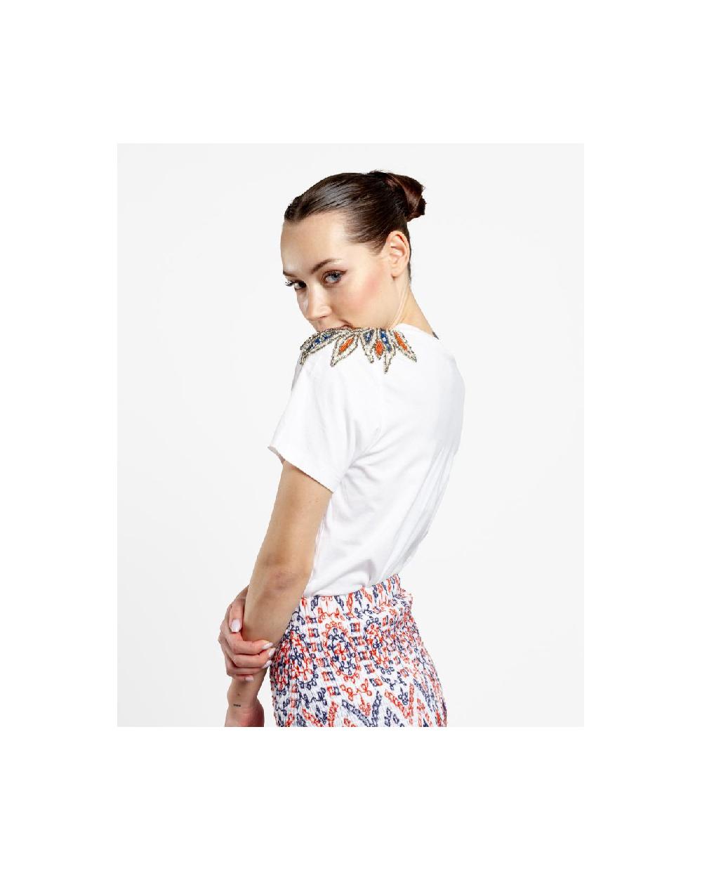 Cuplé CAMISETA HOMBROS BORDADOS PUNTO BLANCO Rebajas de fábrica