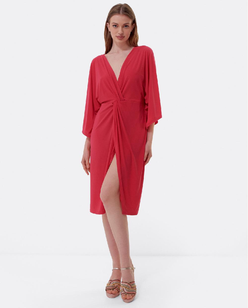 Cuplé VESTIDO MAXI MANGAS PUNTO FUCSIA Liquidación