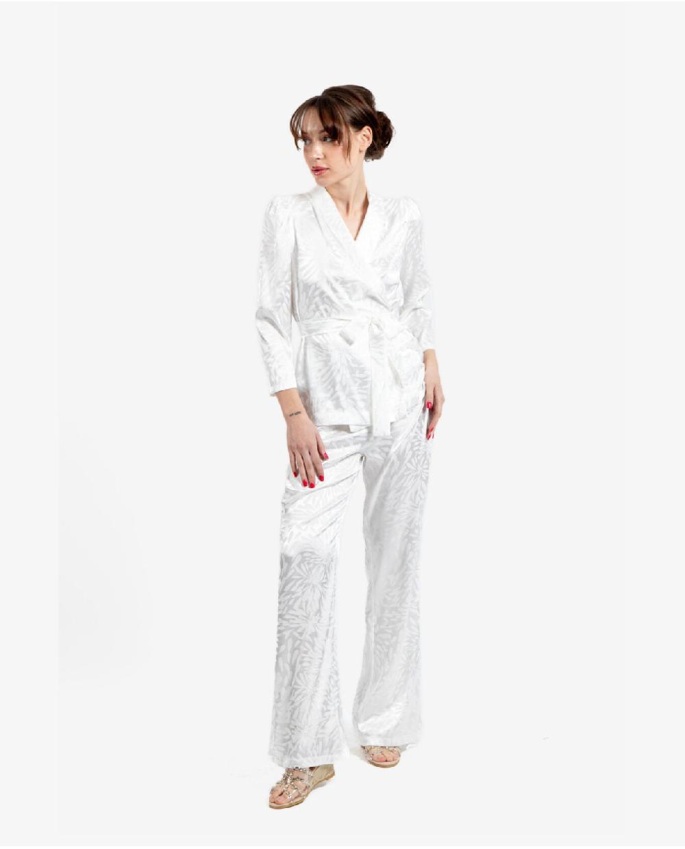 Cuplé PANTALON RECTO JACQUARD BLANCO Mejor oferta