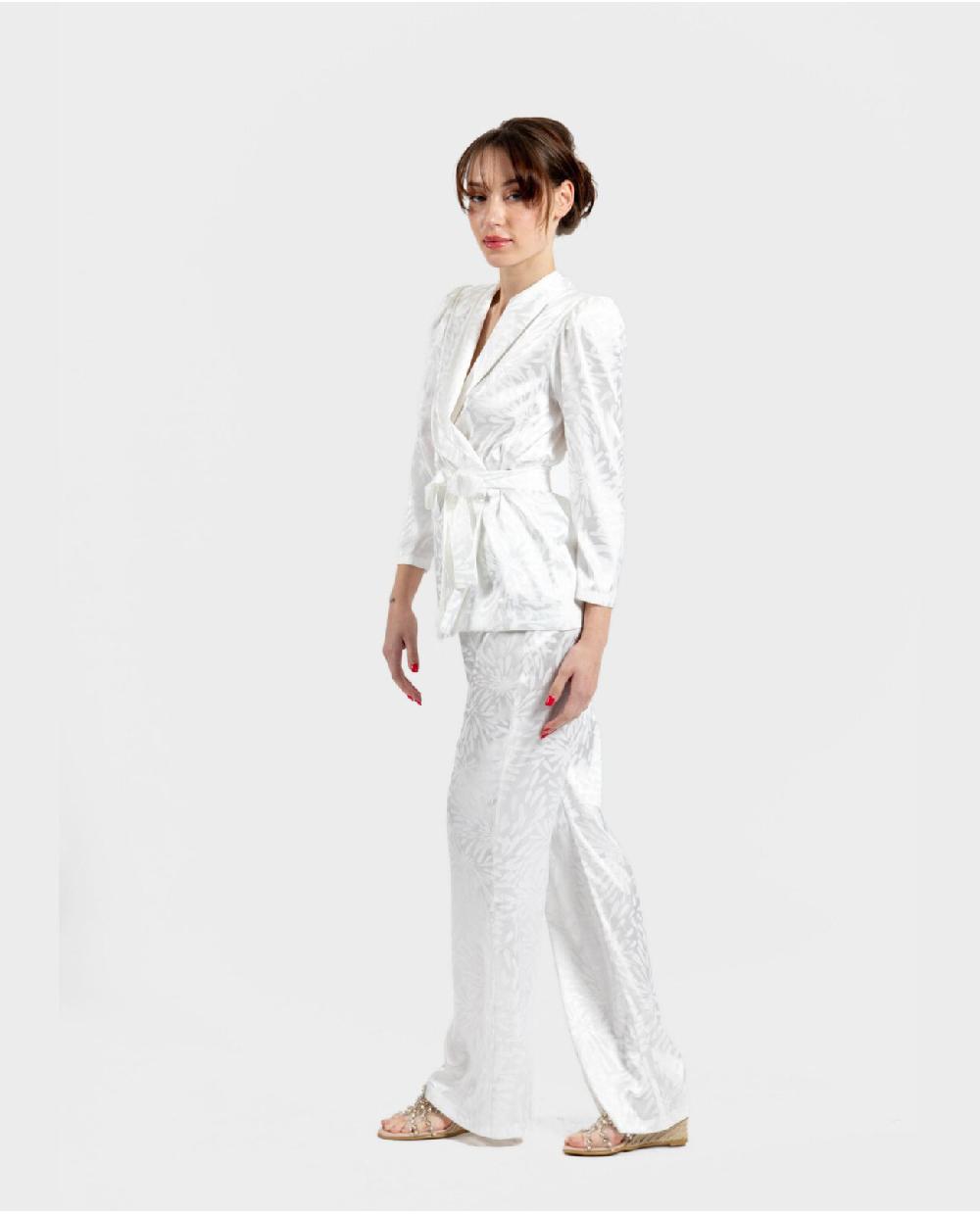 Cuplé PANTALON RECTO JACQUARD BLANCO Mejor oferta