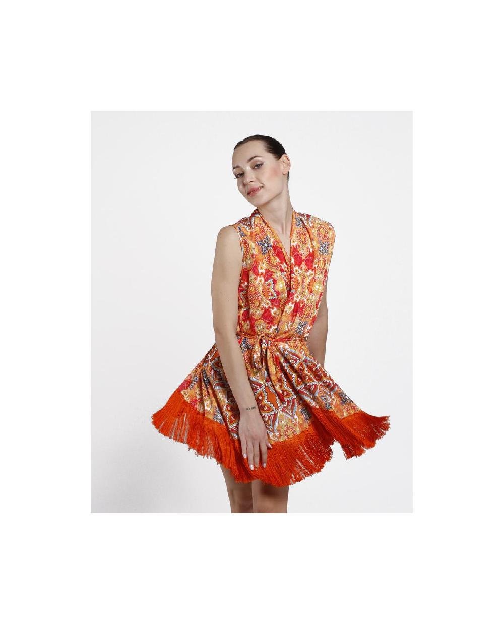 Cuplé VESTIDO KIMONO SATEN ESTAMPADO CACHEMIRAS Envío gratis