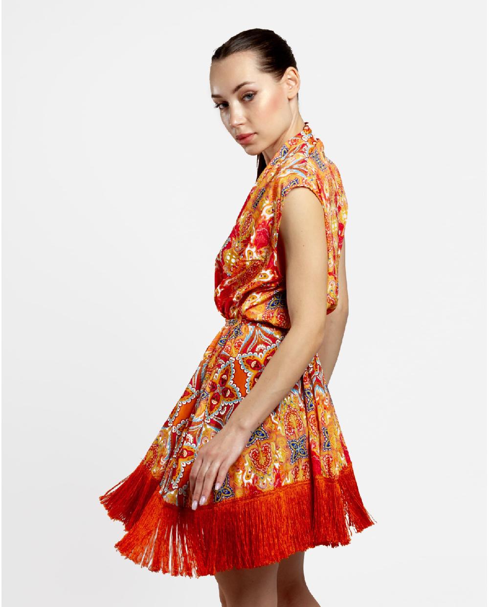 Cuplé VESTIDO KIMONO SATEN ESTAMPADO CACHEMIRAS Envío gratis