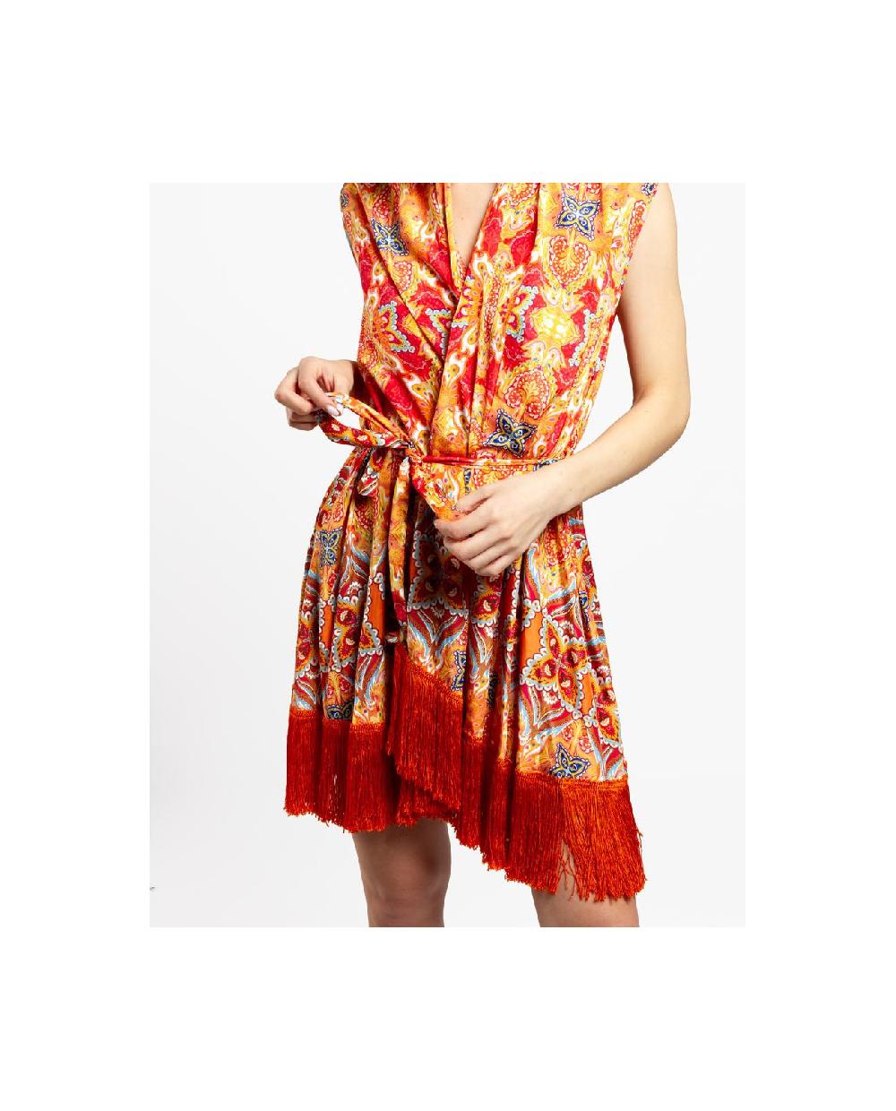 Cuplé VESTIDO KIMONO SATEN ESTAMPADO CACHEMIRAS Envío gratis