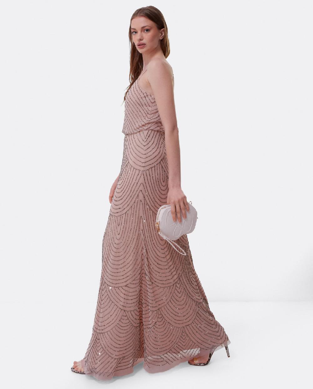 Cuplé VESTIDO LARGO TIRANTES LENTEJUELAS ROSA Último día