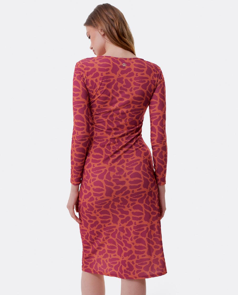 Cuplé VESTIDO MIDI FRUNCIDO PUNTO ESTAMPADO JIRAFA Solo queda un día