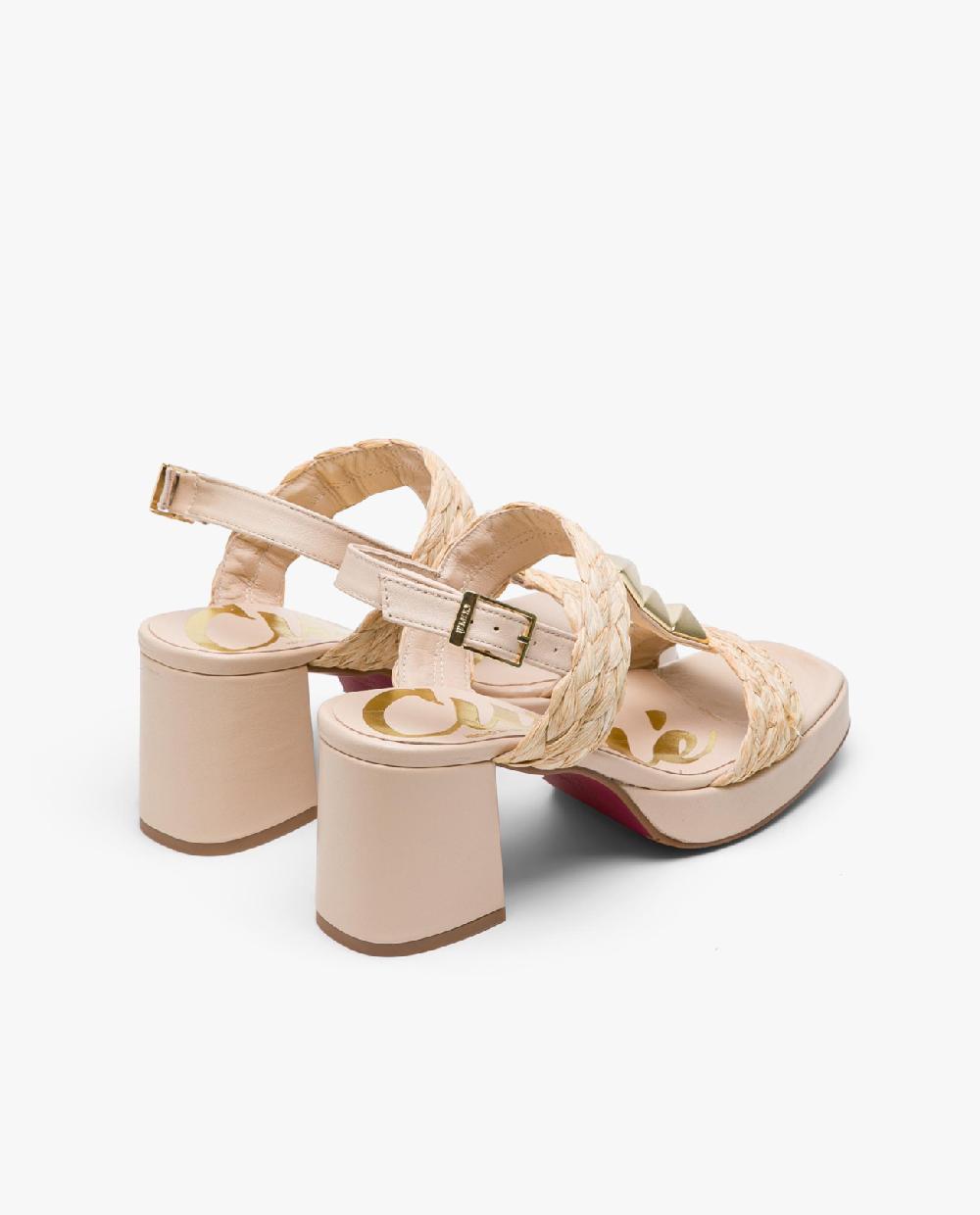 Cuplé SANDALIA PIRAMIDES RAFIA BEIG Descuento por venta flash