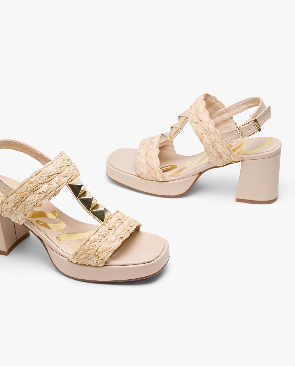 Cuplé SANDALIA PIRAMIDES RAFIA BEIG Descuento por venta flash