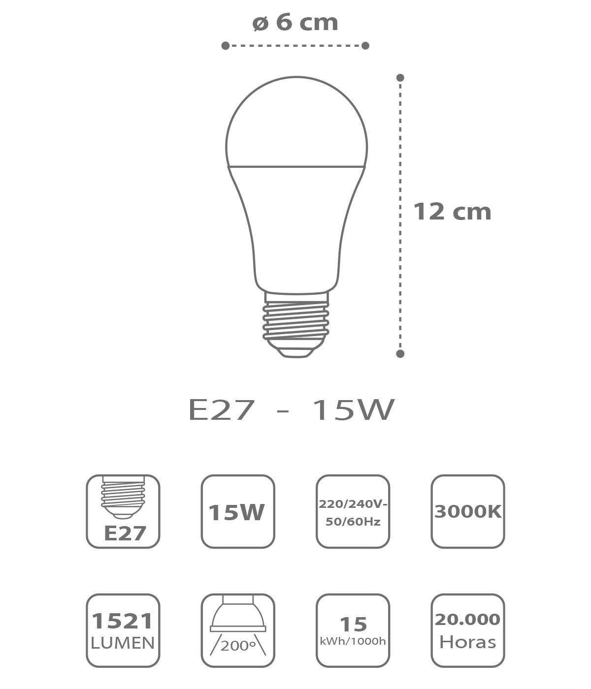 Dansi Bombilla LED E27 15W 3000k Cálida Rebajas