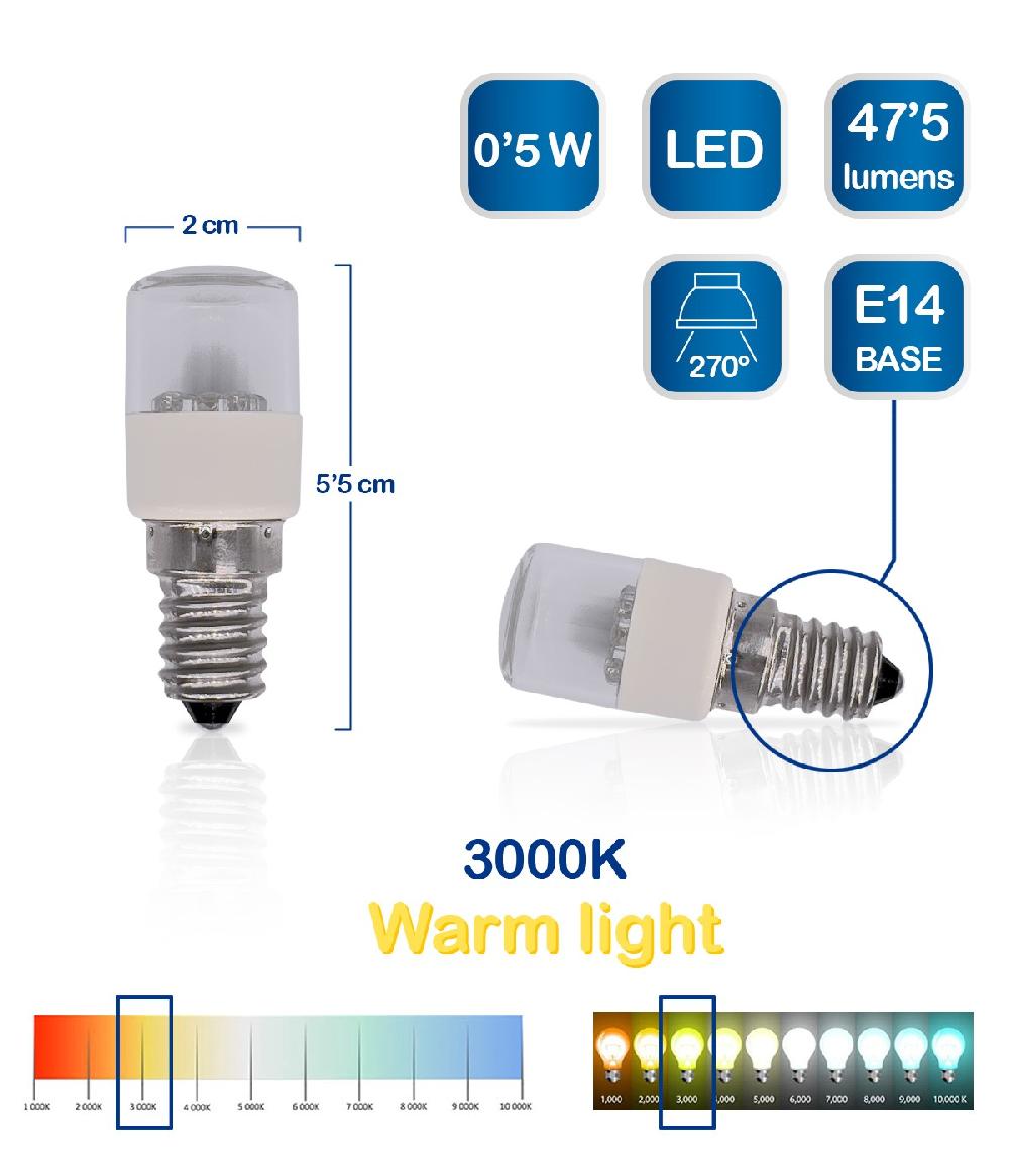Dansi Bombilla LED E14 0 5W 2800k Cálida - Luz Noche / Guía Venta caliente