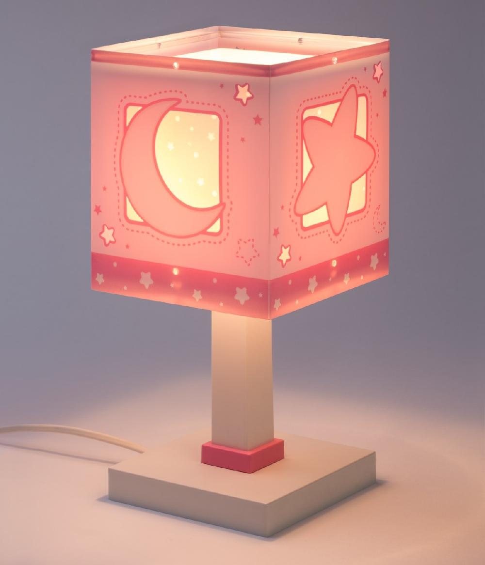 Dansi Lámpara de mesita infantil Moonlight Luna y Estrellas rosa Grandes ahorros