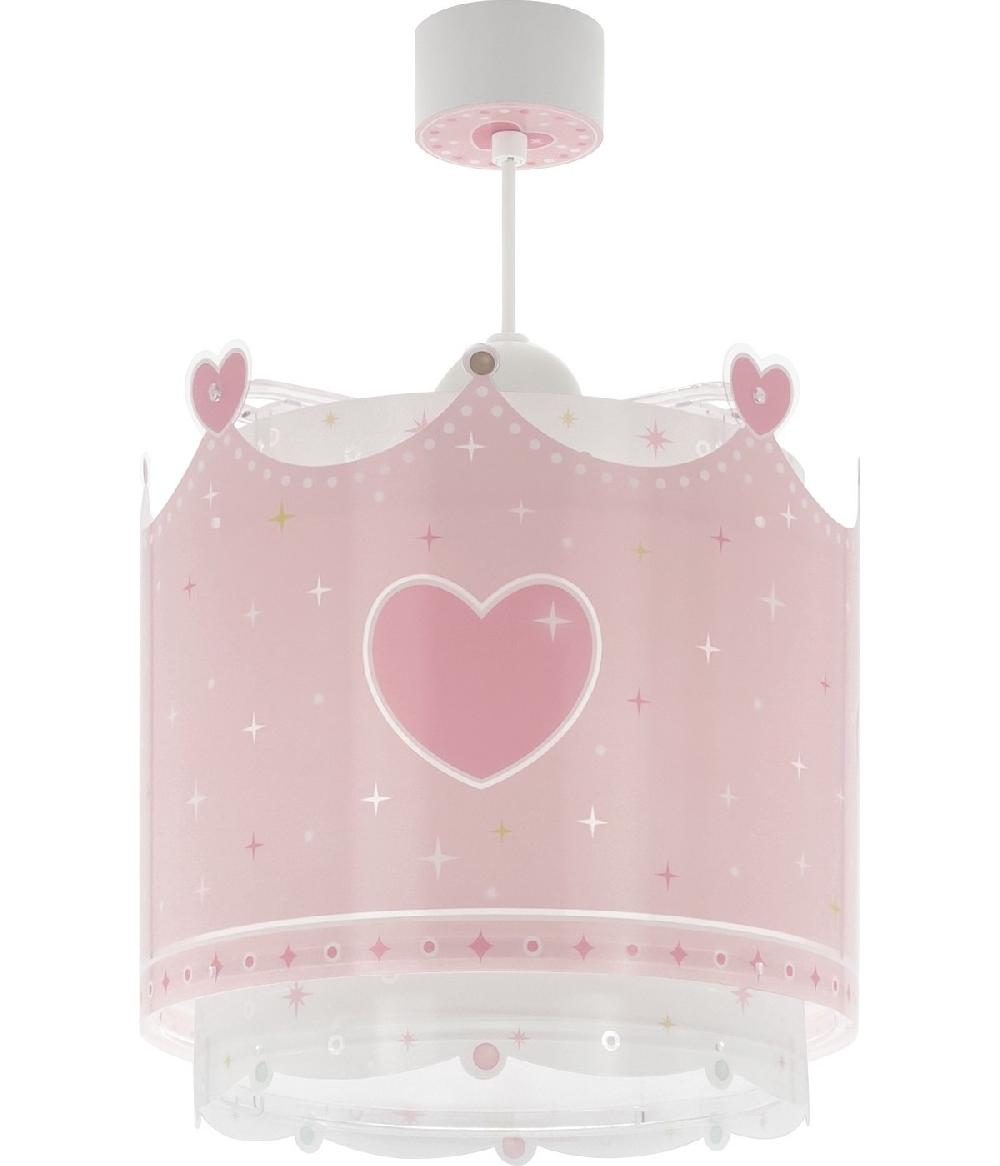 Dansi Lámpara de techo infantil Little Queen corona y corazones Rebajas de fábrica