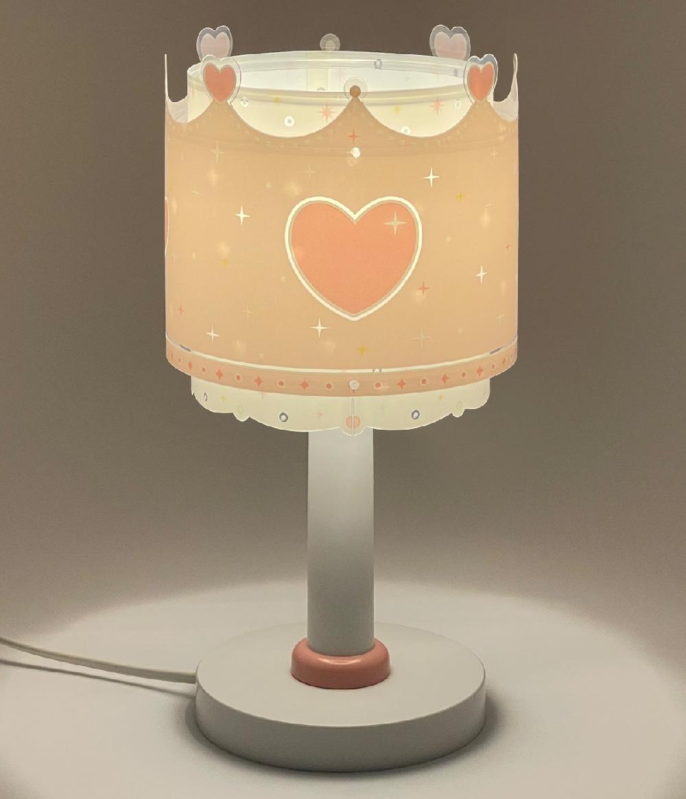 Dansi Lámpara de mesa infantil Little Queen corona y corazones Tienda