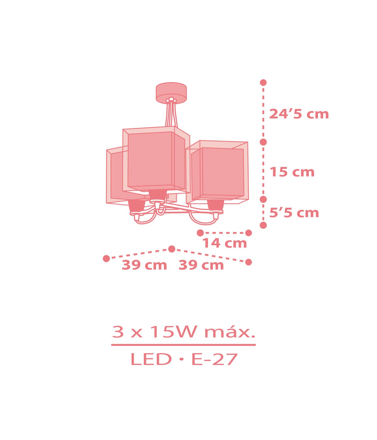 Dansi Lámpara de techo 3 luces infantil Koala rosa Superdescuento
