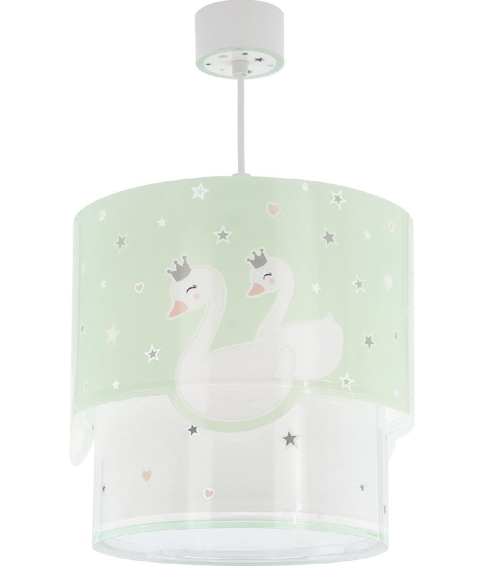 Dansi Lámpara de techo infantil Sweet Love Cisnes Verde Rebajas de fábrica