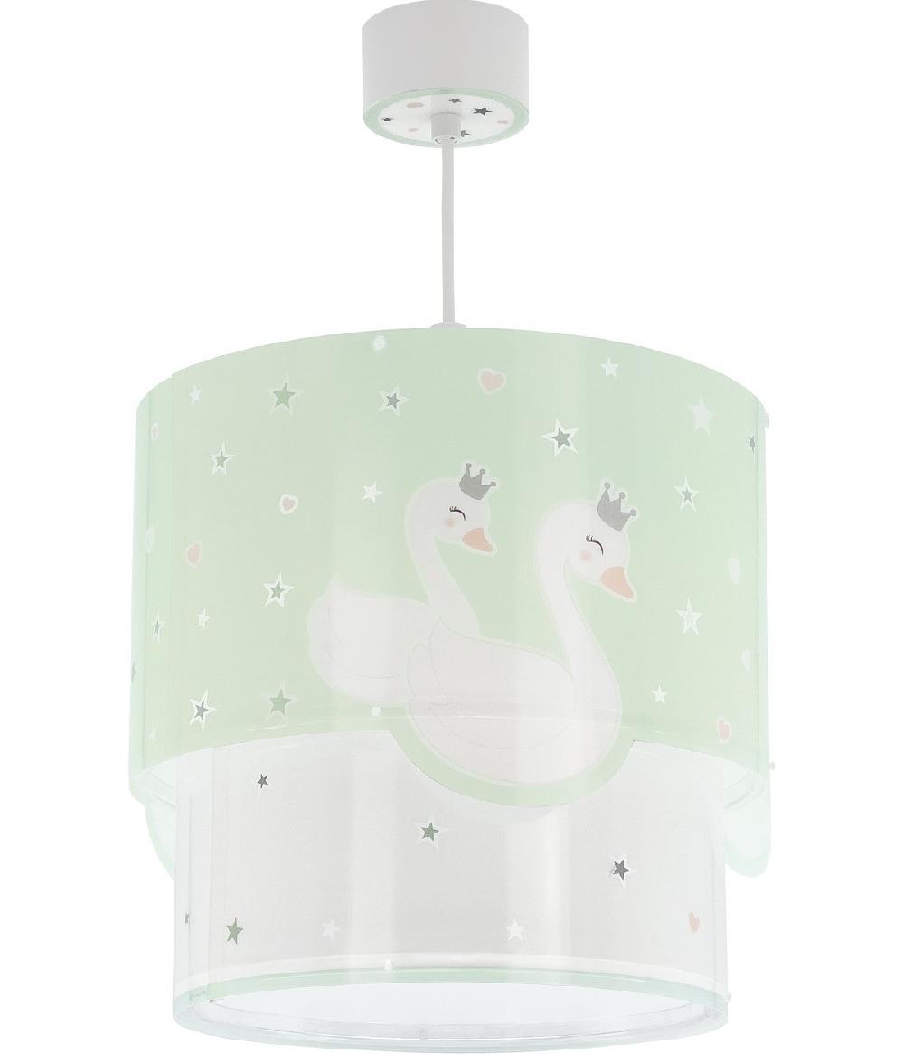 Dansi Lámpara de techo infantil Sweet Love Cisnes Verde Rebajas de fábrica