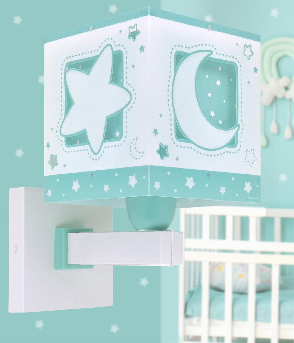 Dansi Aplique de pared infantil Moonlight Luna y Estrellas verde Tienda de fábrica