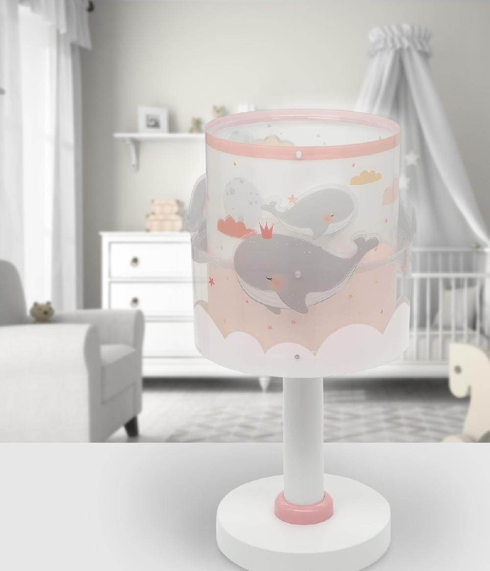 Dansi Lámpara de mesa infantil Whale Dreams Ballenas rosa
