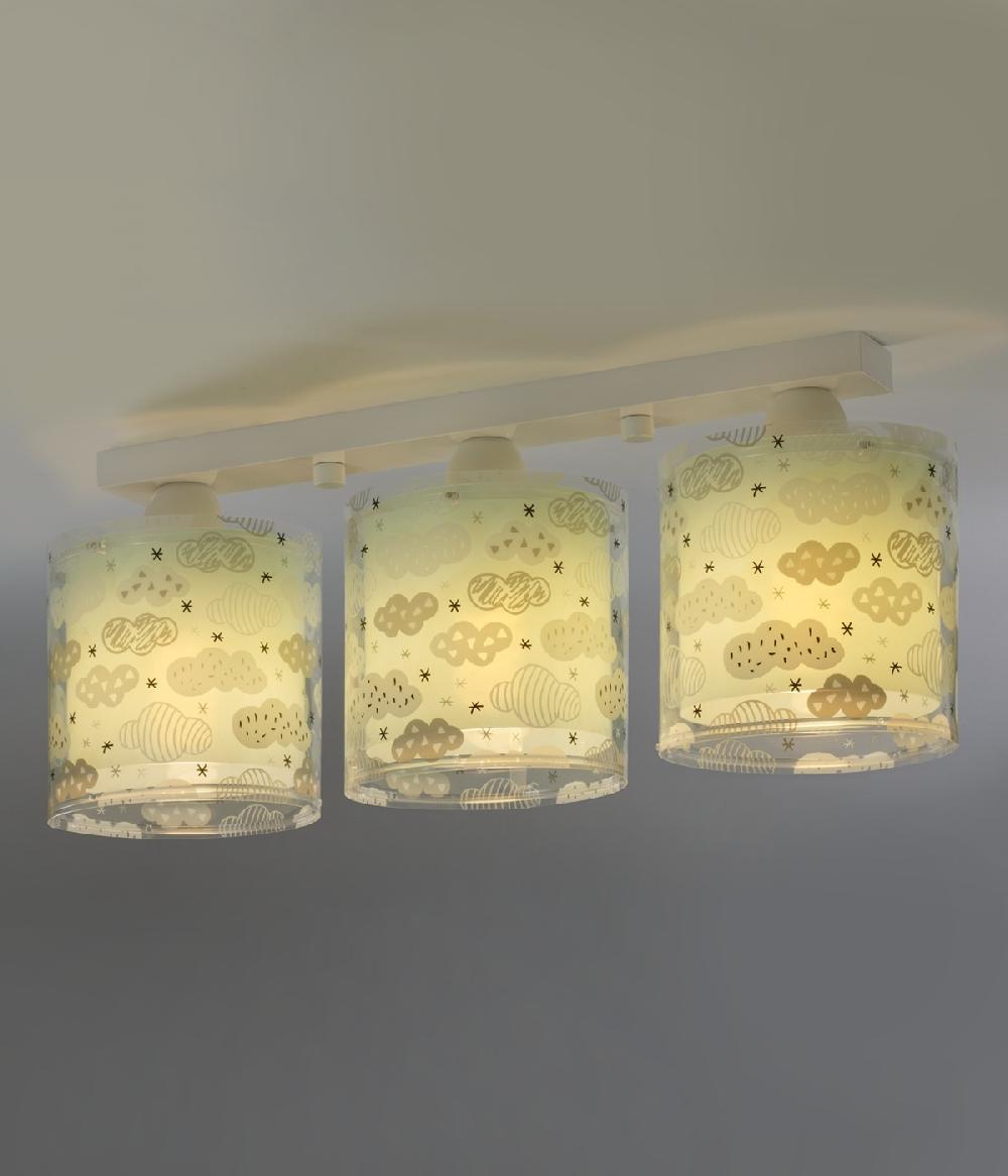 Dansi Plafón de techo 3 luces infantil Clouds Nube verde