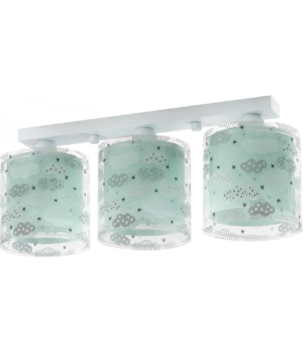 Dansi Plafón de techo 3 luces infantil Clouds Nube verde Outlet