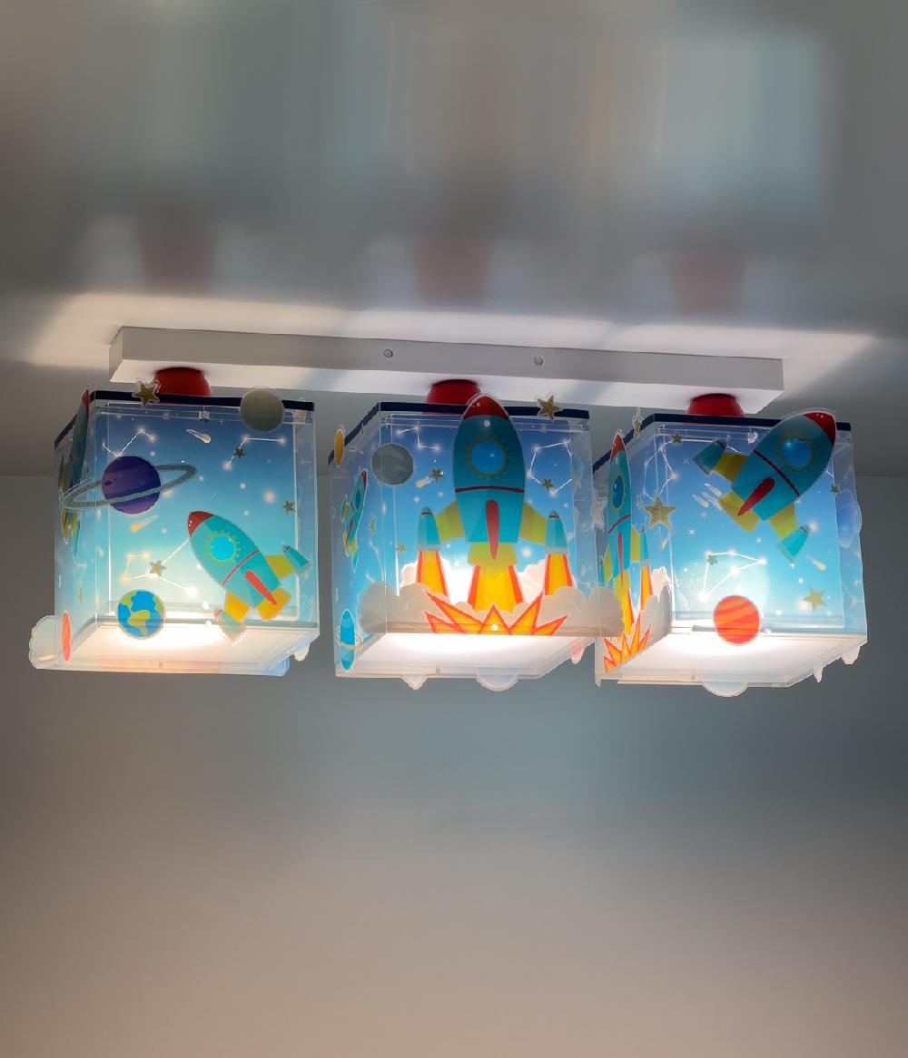 Dansi Plafón de techo 3 luces infantil Cohete Rocket Rebajas
