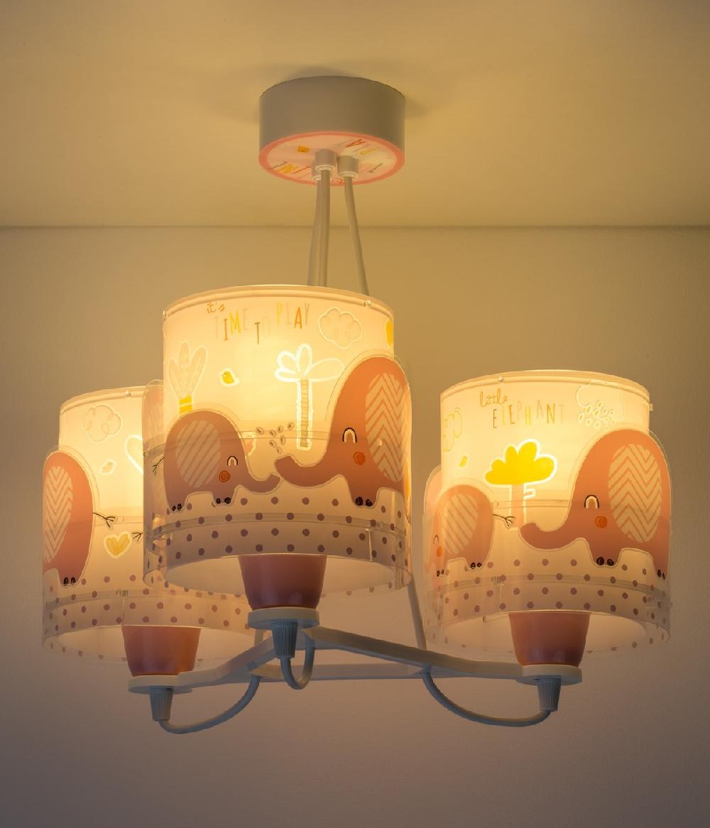 Dansi Lámpara de techo 3 Luces infantil Little Elephant Elefante rosa Gran oferta