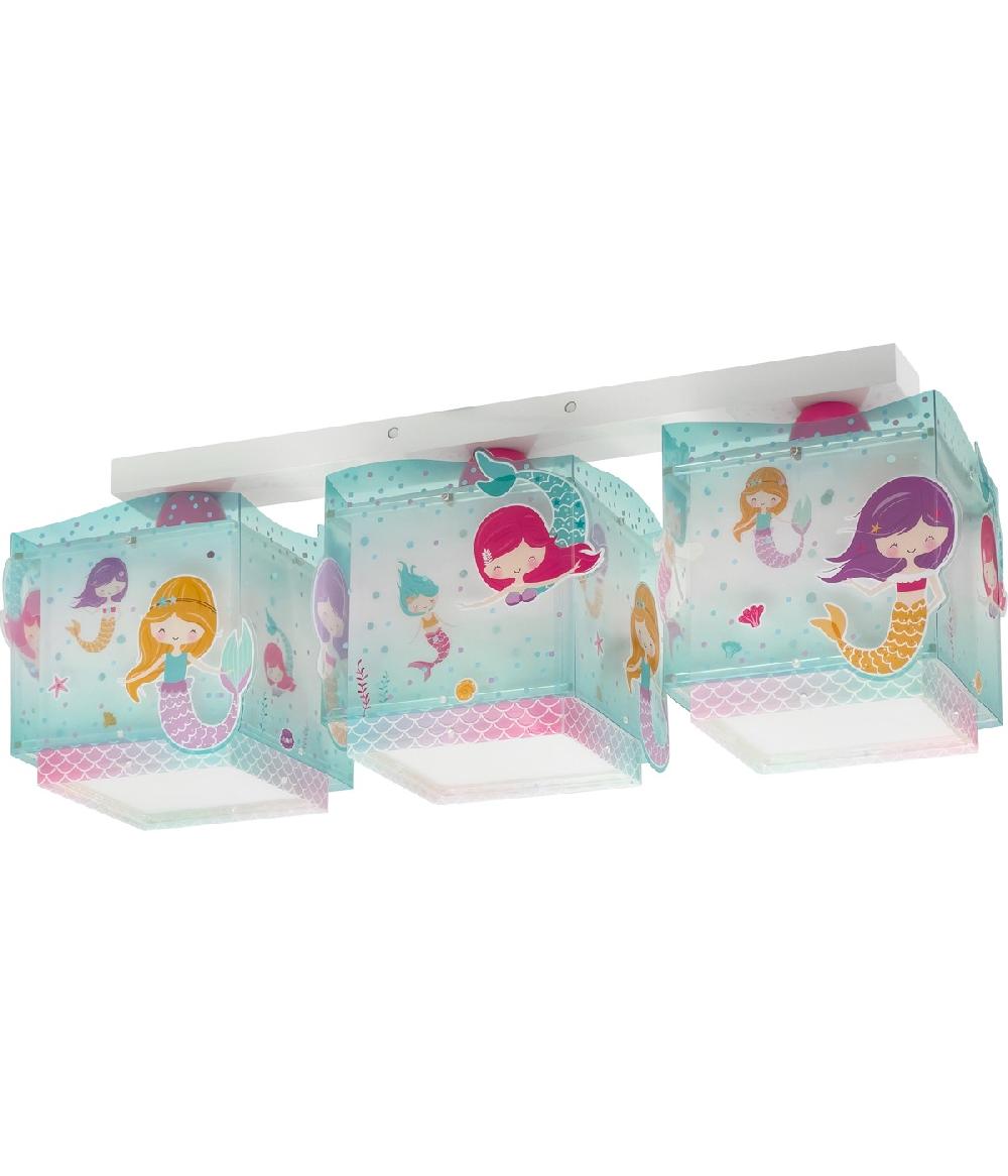Dansi Plafón de techo 3 luces infantil Mermaids Sirenas Rebajas de fábrica