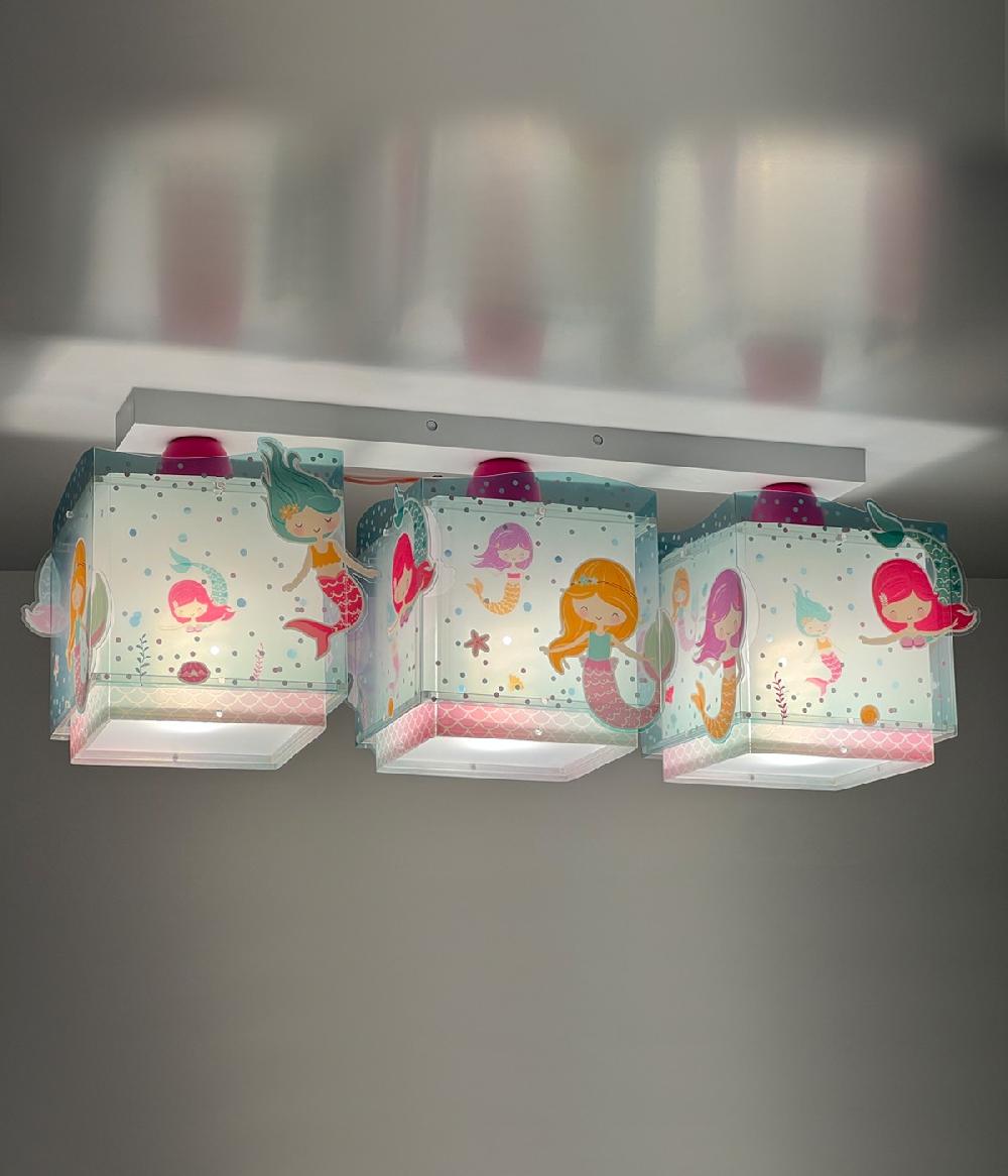 Dansi Plafón de techo 3 luces infantil Mermaids Sirenas Rebajas de fábrica