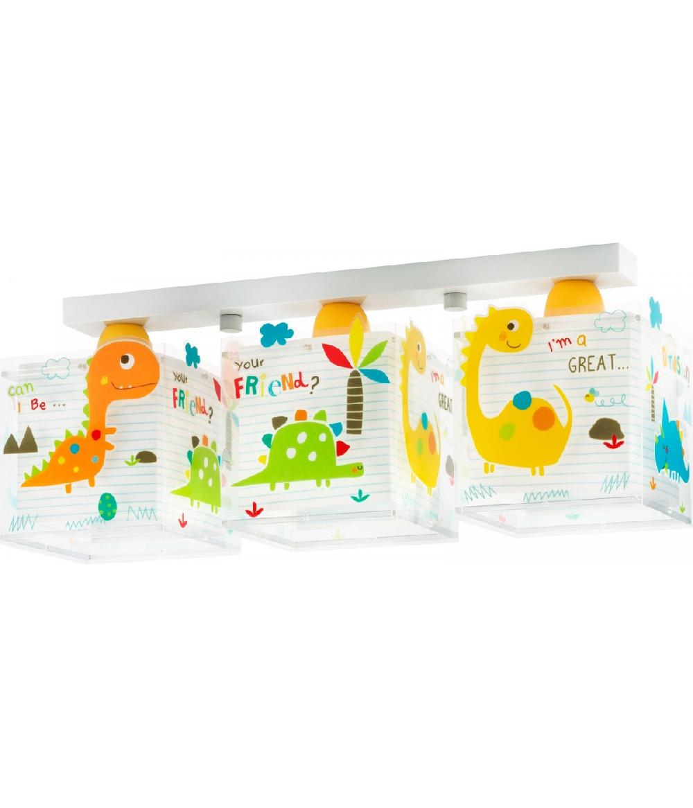 Dansi Plafón de techo 3 luces infantil Dinos Dinosaurios Ventas relámpago