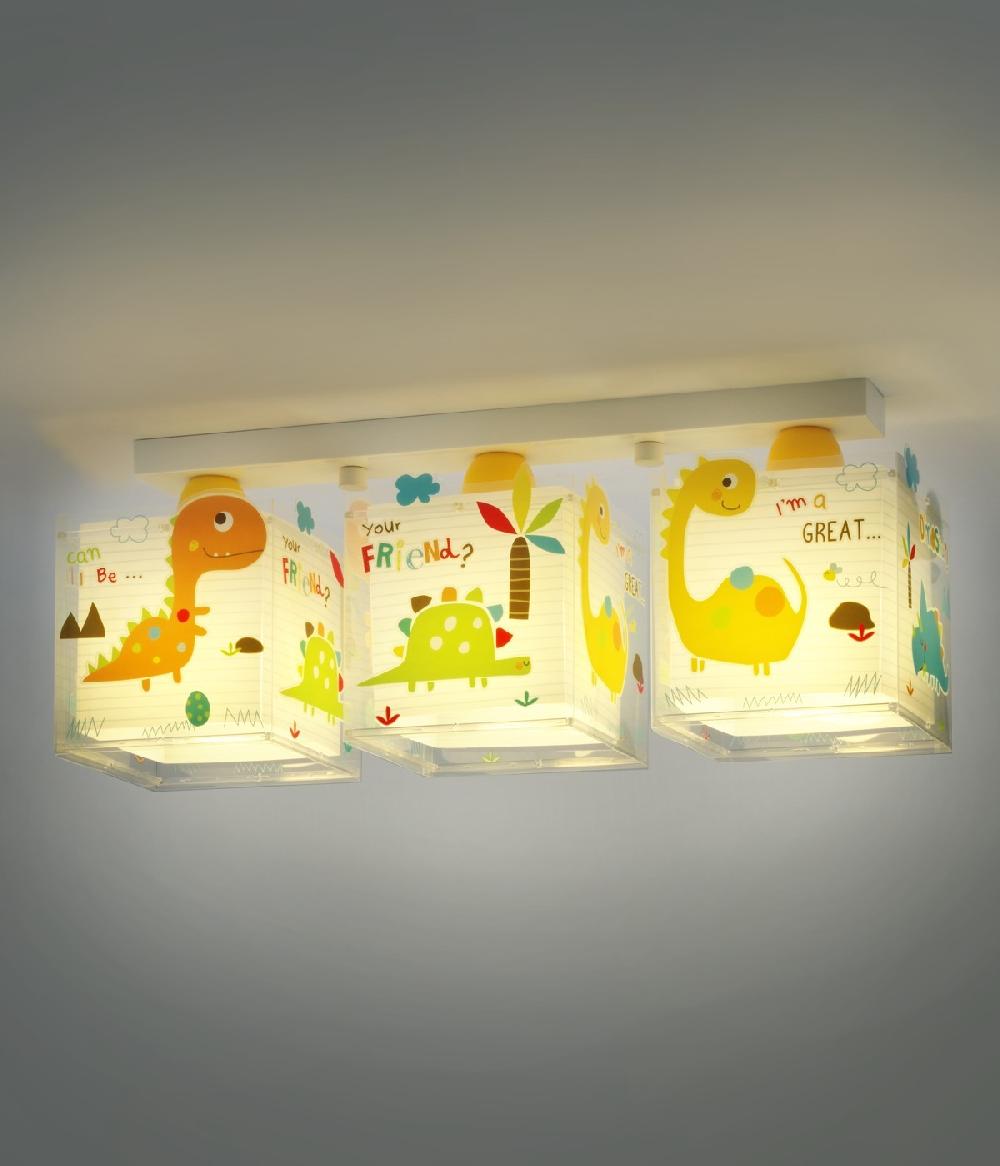 Dansi Plafón de techo 3 luces infantil Dinos Dinosaurios Ventas relámpago