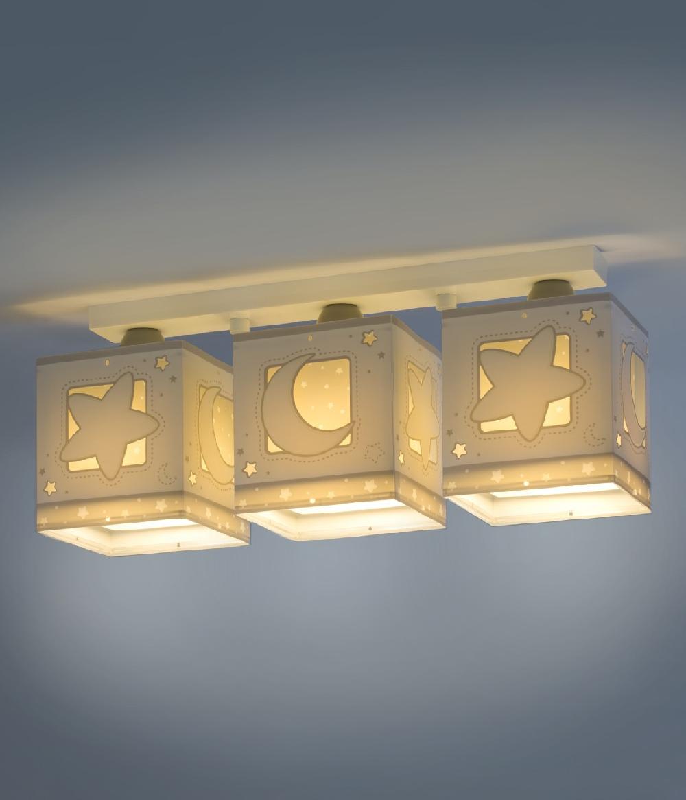 Dansi Plafón de techo 3 luces infantil Moonlight Luna y Estrellas gris ÚLTIMAS EDICIONES