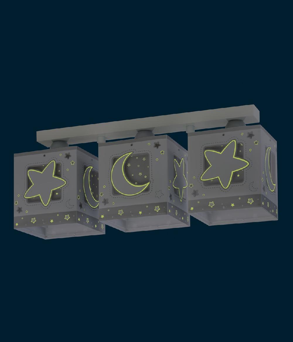 Dansi Plafón de techo 3 luces infantil Moonlight Luna y Estrellas gris ÚLTIMAS EDICIONES