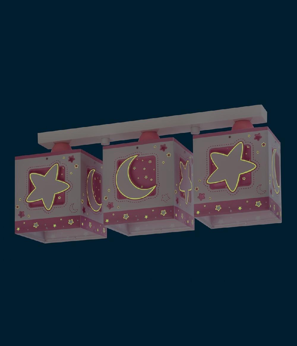 Dansi Plafón de techo 3 luces infantil Moonlight Luna y Estrellas rosa Promoción trimestral