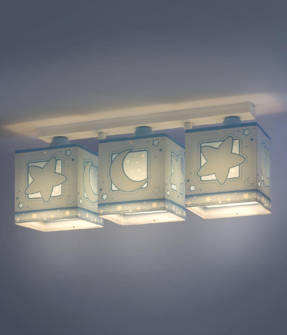 Dansi Plafón de techo 3 luces infantil Moonlight Luna y Estrellas azul Superdescuento