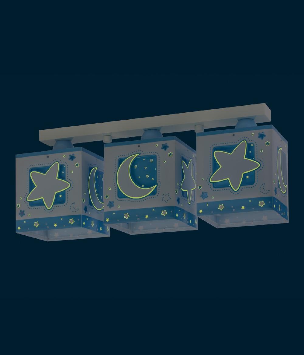 Dansi Plafón de techo 3 luces infantil Moonlight Luna y Estrellas azul Superdescuento