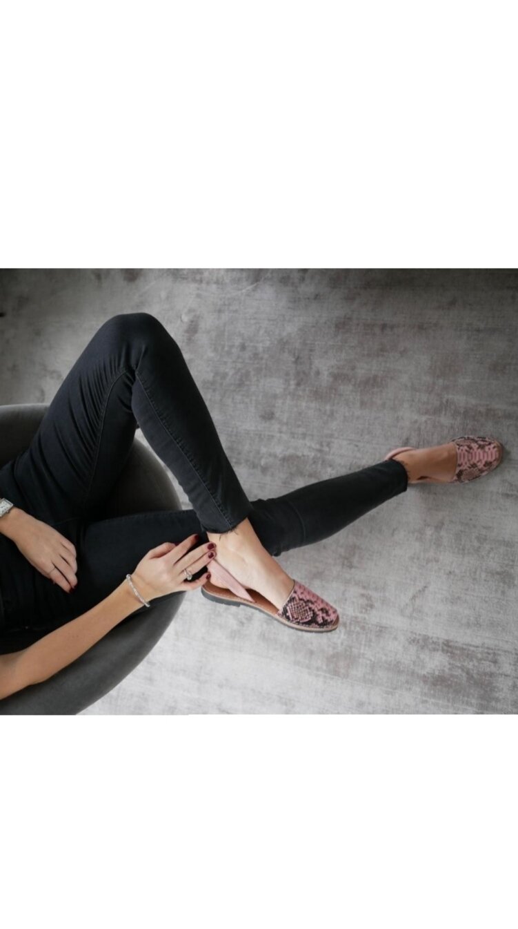 Del rio london Classic python flats rose Rebajas de fábrica