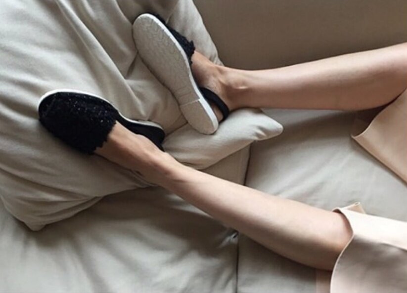 Del rio london Classic metallic bouclé flats black Liquidación