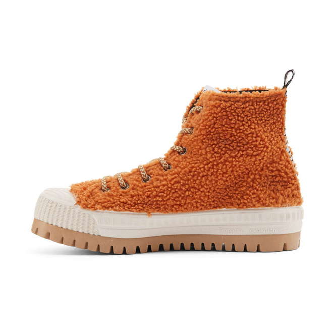 Duuo Zapatillas naranjas con plataforma y borreguito mujer Ofertas de temporada