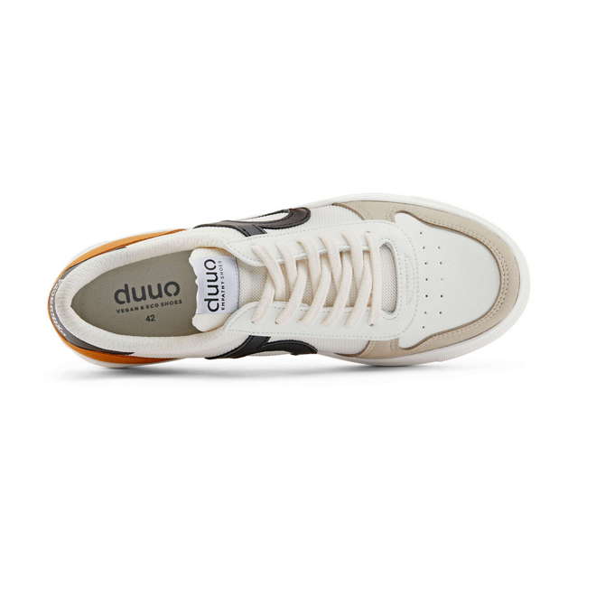Duuo Zapatillas blancas casual con detalles negro y mostaza Ofertas especiales