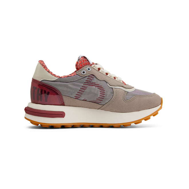 Duuo Zapatillas grises retro con cuña y detalles rojos mujer Ofertas