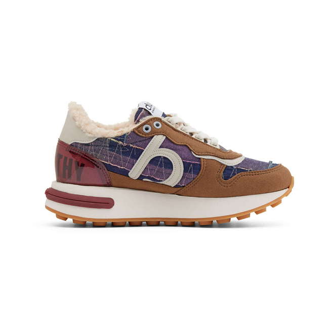 Duuo Zapatillas marrones retro con cuña y detalles multicolor mujer Rebajas baratas