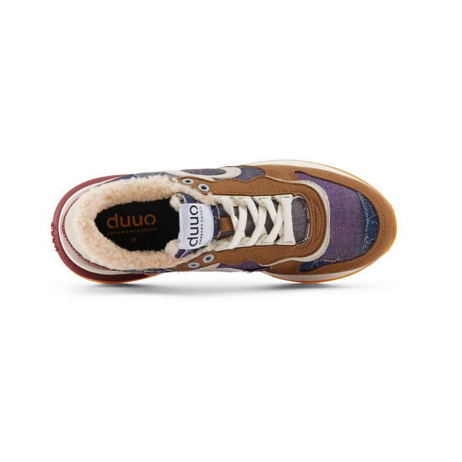 Duuo Zapatillas marrones retro con cuña y detalles multicolor mujer Rebajas baratas
