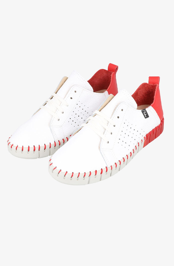 Fabiolas Sneaker JutHeras Blanco/Rojo Ofertas de temporada