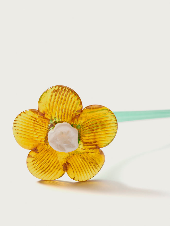 Hoff Deco Mouthblown Crystal Flower Mustard by HOFF En oferta