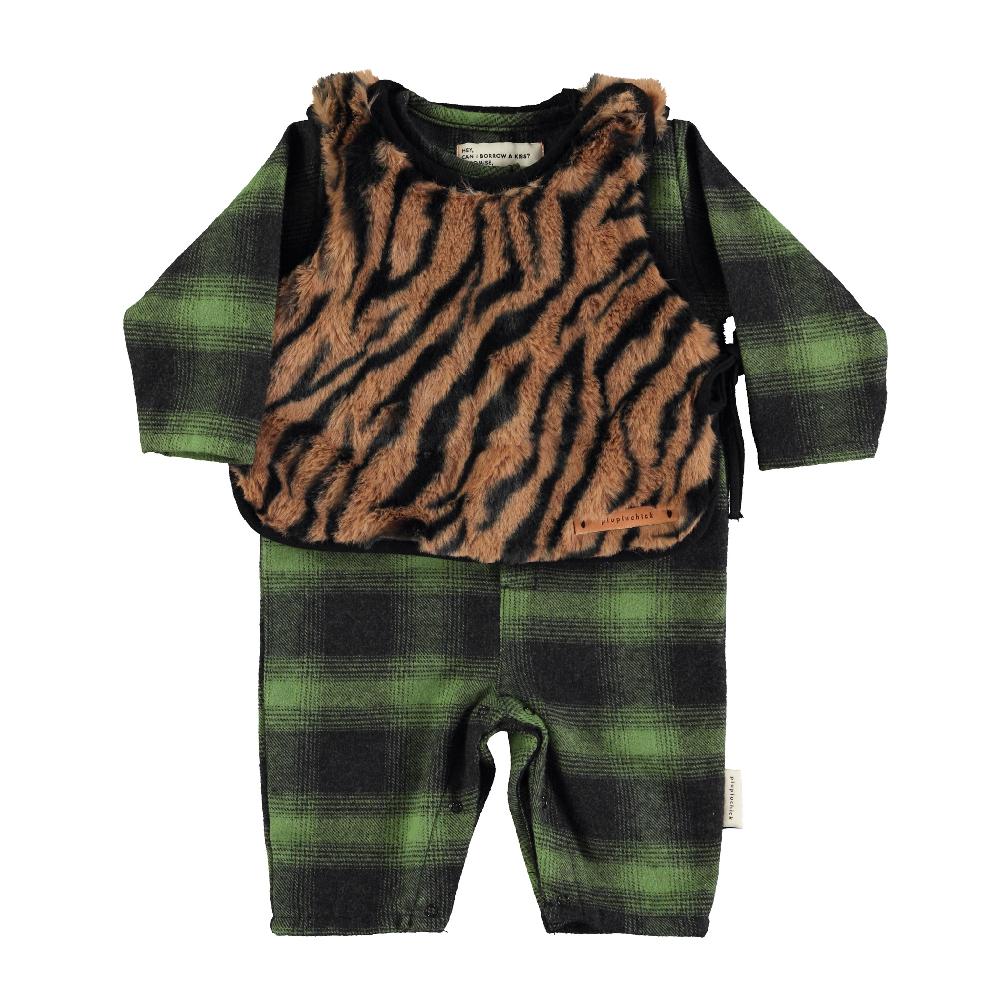 lmdi collection Mono de bebé cuadro verde&negro Piupiuchick Rebajas baratas