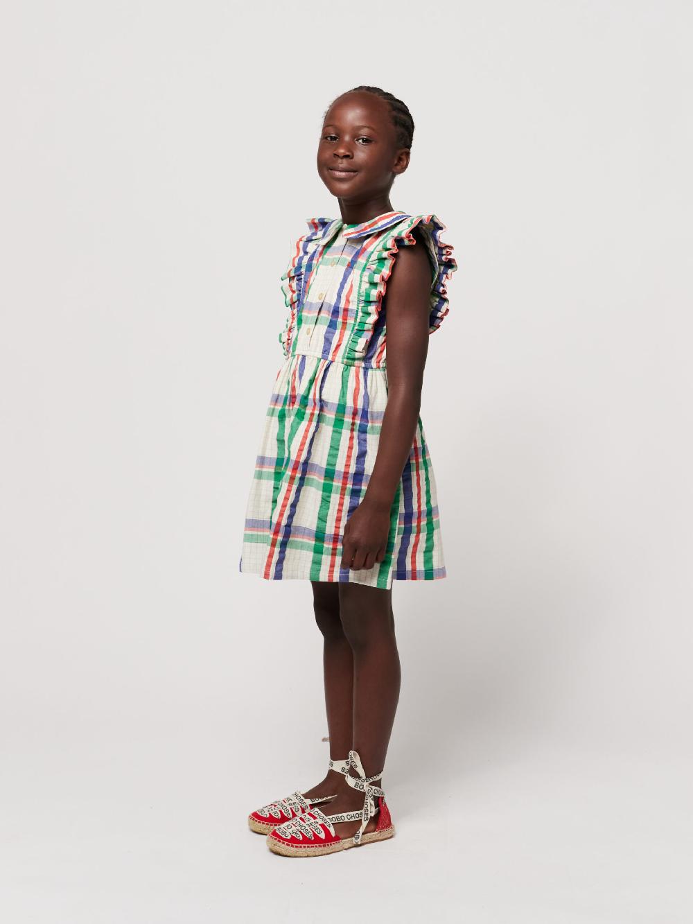 lmdi collection Madras Checks ruffle woven dress Envío internacional gratuito