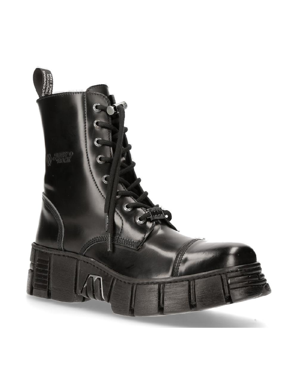 new rock BOOT BLACK TOWER WITH LACES M-WALL126N-C1 Ofertas de temporada