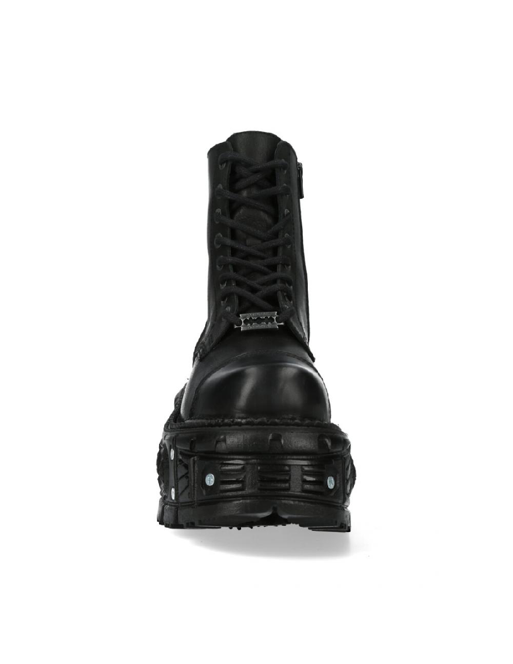 new rock ANKLE BOOT BLACK IMPERFECT WITH LACES M-TANK083-C1 Liquidación