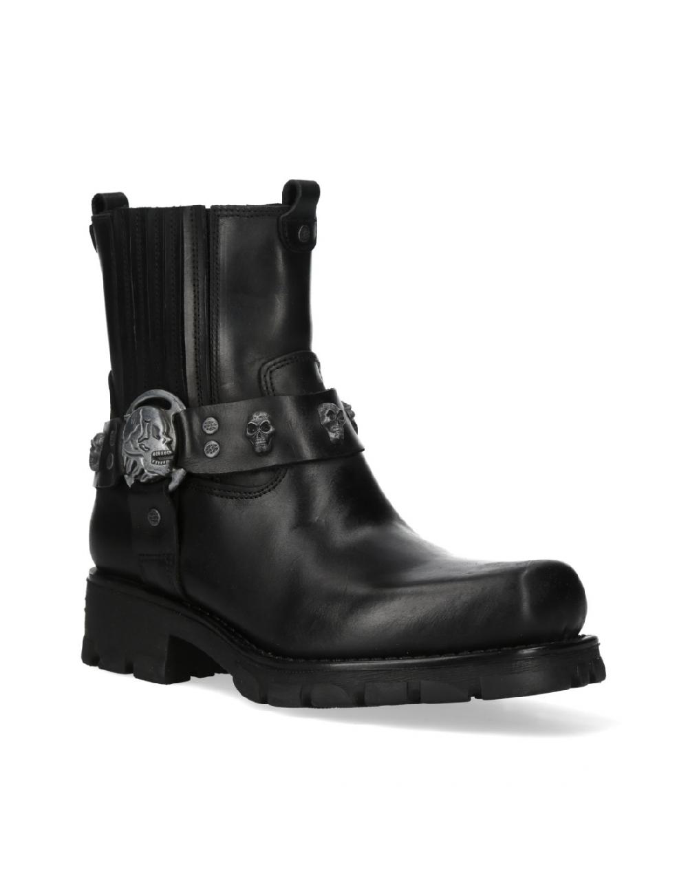 new rock ANKLE BOOT BLACK MOTORCYCLE M-7621-S1 Última moda
